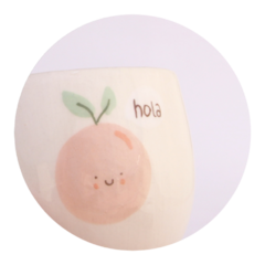 Imagen de Taza redonda fruta con carita y asa a rayas