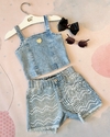 Conjunto Colete Jeans e Short