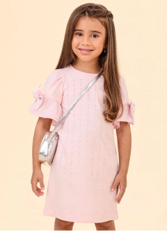 Vestido Rosa com Laços nas Mangas - P5794