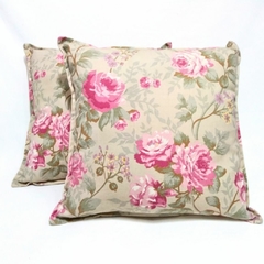 ALM-AA16 | Conjunto Almofadas Decorativas Estampada Buquê Floral Rosa com ziper invisivel.