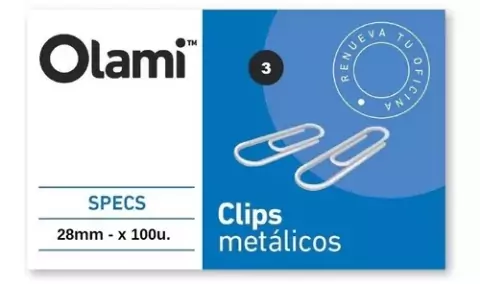 Clips Olami Metal N3 (28mm) - Caja X100 - MT205