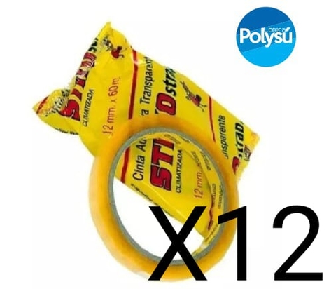 12 Cinta Adhesiva Stiko Strap 12mm X 60m - stiko6647