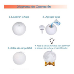 Imagen de Lámpara Luna Cambia De Color Humidificador 13Cm