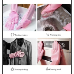 Guantes Silicona Esponja Lavaplatos Mascota Cocina Moderno - Nahan