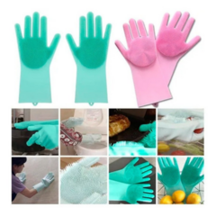 Guantes Silicona Esponja Lavaplatos Mascota Cocina Moderno - tienda online