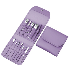 Set Manicura Estuche Cuerina Alicate Pedicura 12 Piezas