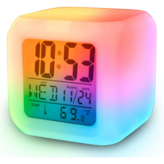 Reloj Despertador Alarma Temperatura Y 7 Luces De Colores - comprar online