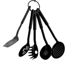 Set 5 Utensilios Nylon Espátula Cucharon Para Ceramic Teflon