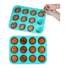 Molde Silicona Goma Horno Muffins Cupcakes X12 Reposteria - tienda online