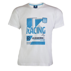 Remera Racing NIÑO (7644 blanca SF NÑ 2022)