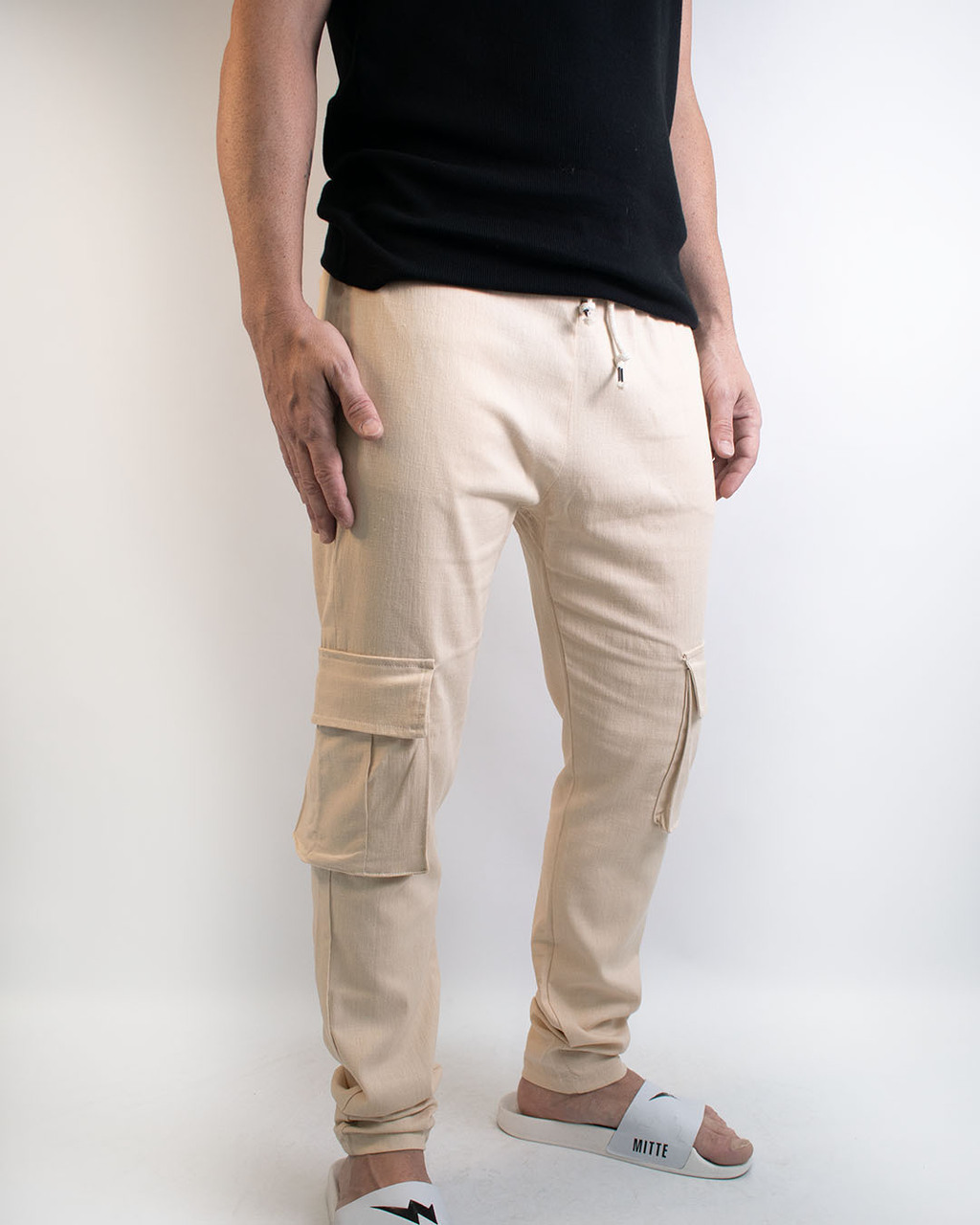 Pantalon de lino bolsillos cargo