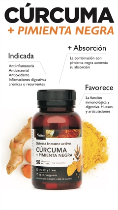 Curcuma + Pimienta Negra 50 Caps - NATIER - comprar online