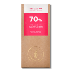 Cacao 70% con Avellanas y Azúcar Organica x 70gr - DR CACAO