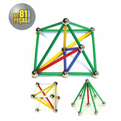 Brinquedo Magnético Kit Magstix 81 peças