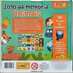 Jogo da memória animais 24 peças madeira - Bate Bumbo na internet