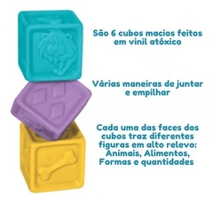 Mordedor Cubos Para Bebê Empilhar Educativo Macio - Pais e Filhos - comprar online