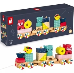 Trem de puxar baby animals - Janod