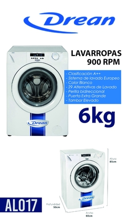 LAVARROPAS DREAN 6K - 900 RPM Carga Frontal