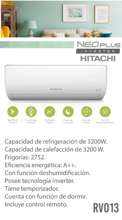 HITACHI NEO PLUS INVERTER 2750 frigorsias