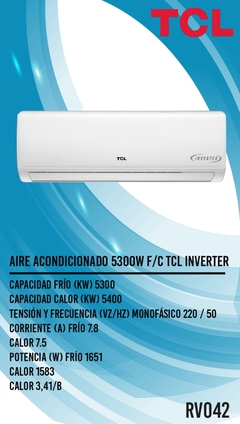 AIRE ACONDICIONADO F/C TCL 5300 W INVERTER