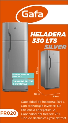 HELADERA GAFA 330 Lts SILVER