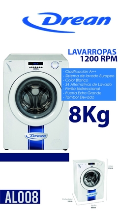 LAVARROPAS DREAN 8Kg - 1200 RPM . Carga Frontal