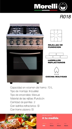 COCINA MORELLI 55cm tapa vidrio