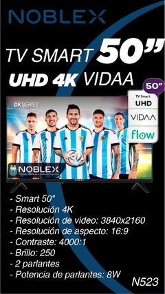 SMART TV NOBLEX 50’ UHD4K VIDAA