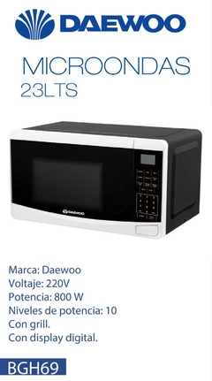 MICROONDAS DAEWOO 23 Lts digital