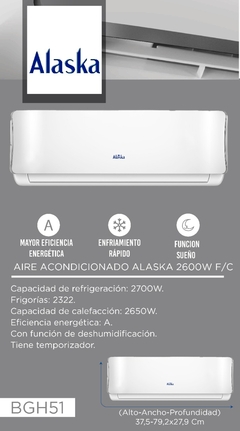 AIRE ACONDICIONADO ALASKA 2600 W F/C