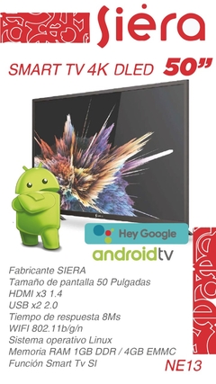 SMART TV 50’ SIERA 4k android TV