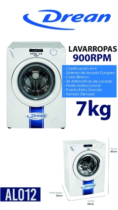 LAVARROPAS DREAN 7Kg - 900 RPM Carga Frontal