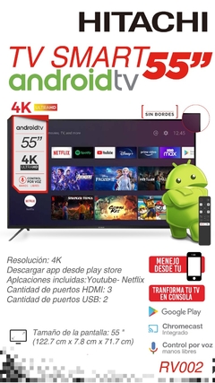 TV HITACHI 55” 4K ANDROID TV