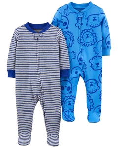 Carter's Pack 2 Ositos-Pijamas de algodón con cierre " Animalitos"