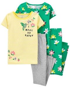 Set 4 piezas Pijama de algodón Floral