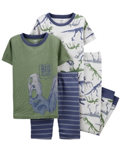 Carter's Set 4 piezas Pijama de algodón 100% ajustado "Dinosaurio"