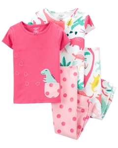 Set 4 piezas Pijama de algodón Dinosaurio