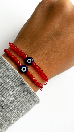 pulsera cristal con hilo + ojo turco