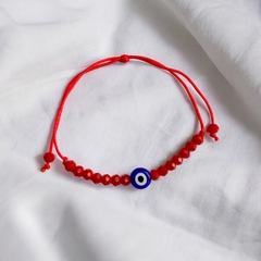 pulsera cristal con hilo + ojo turco - Las Moiras Accesorios