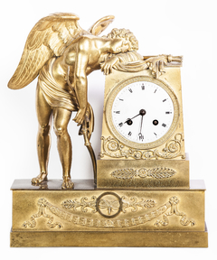 Reloj de apoyo Francés en bronce con escultura de ángel
