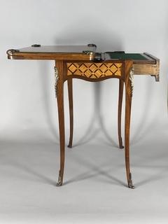 Mesa de juego Francesa Circa 1860 en caoba, marqueterie y bronce - tienda online
