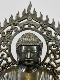 Escultura Buda en bronce empavonado con coronamiento - tienda online