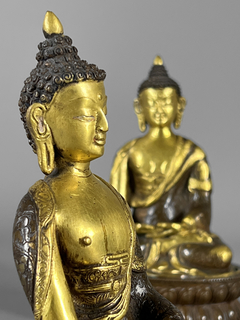 Imagen de Budas en bronce empavonado y dorado