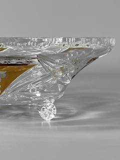 Centro de cristal hialino tallado, transparente y ámbar - Mayflower