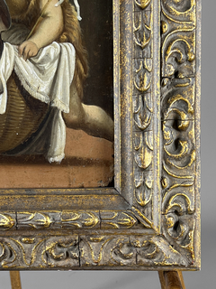 Oleo sobre tabla, escuela del Tiziano, representando Sagrada Familia, Italia Siglo XV en internet