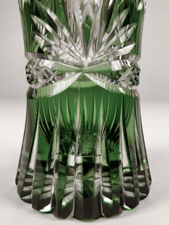 Vaso de cristal transparente y verde. - comprar online