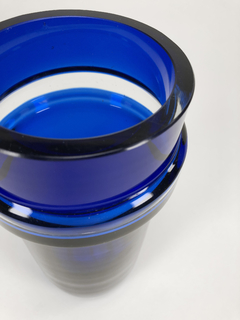 Vaso cristal azul con aro - comprar online