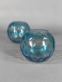 Par de vasos esféricos en vidrio aguamarina - comprar online