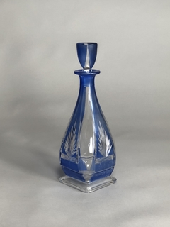 Botellón Francés en cristal tallado azulino y transparente - comprar online