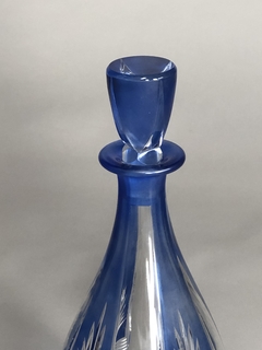 Botellón Francés en cristal tallado azulino y transparente - tienda online